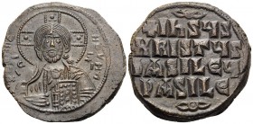 Anonymous Folles, time of Basil II & Constantine VIII, circa 976-1025. Follis (Bronze, 27 mm, 10.73 g, 6 h), Class A2, Constantinople. +EMMA-NOVHΛ/ IC...
