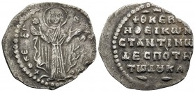 Constantine X Ducas, 1059-1067. (Silver, 21.5 mm, 1.59 g, 6 h), 2/3 Miliaresion, Constantinople. ӨЄOTOK [BOHΘ] / MHP - ΘY The Virgin Mary standing fac...