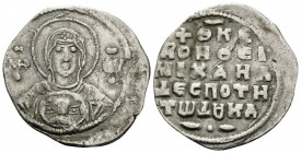 Michael VII Ducas, 1071-1078. 2/3 Miliaresion (Silver, 20 mm, 1.38 g, 7 h), Class IV, Constantinople. MP -ΘV Facing bust of the Virgin Mary, holding m...