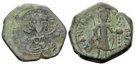 Manuel I Comnenus, 1143-1180. Half Tetarteron (Bronze, 18 mm, 2.45 g, 5 h), Thessalonica, 1160-1167(?). IC - XC Draped bust of Christ facing, nimbate ...