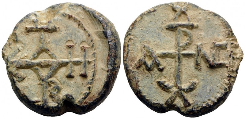 Konstantine. Circa 7th century. Seal (Lead, 25 mm, 18.07 g, 12 h). Κύριε βοήθει ...