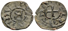 CRUSADERS. Antioch. Bohémond IV, 1201-1233. Denier (Billon, 16 mm, 0.78 g, 6 h). +BOAMVNDV ( retrograde ) around large B. Rev. +ANTIOCHIA ( retrograde...
