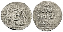 CRUSADERS. Imitating Ayyubid coinage of Damascus. Dirham (Silver, 22 mm, 2.79 g, 8 h), Christian-Arabic Dirham, Akka (Akre), 1251. Large cross pattée;...