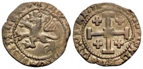 CRUSADERS. Lusignan Kingdom of Cyprus. James II, 1460-1473. (Bronze, 18 mm, 1.63 g, 7 h), Sixain, Famagusta[?]. +IACOBUS DЄI GRACIA RЄX Lion of Cyprus...