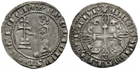 CRUSADERS. Knights of Rhodes (Knights Hospitallers). Hélion of Villeneuve, 1319-1346. Asper or Half-Gigliato (Silver, 20 mm, 1.85 g, 3 h), 26th Grand ...