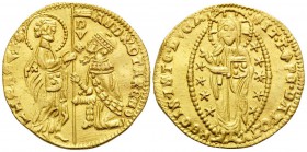 ITALY. Venezia (Venice). Andrea Contarini, 1367-1382. Ducato (Gold, 19.5 mm, 3.55 g, 4 h), 60th Doge. ANDR' QTARЄNO / S M VЄNЄTI / DVX St. Mark standi...