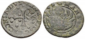 CANDIA. Countermarked Sesini Series. 1609. (Bronze, 17 mm, 1.11 g, 5 h), struck on a Sesino of Pasqual Cicogna (1585-1595). ✿PASC• CICOGNA• DVX VENE C...