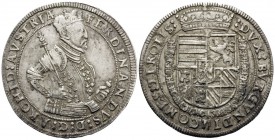 AUSTRIA. Holy Roman Empire. Ferdinand II, Archduke, 1564-1595. Taler (Silver, 39.5 mm, 28.48 g), Hall mint (Tyrol), undated. FERDINANDVS: D: G: ARCHID...