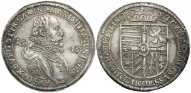 AUSTRIA. Maximilian III, as Archduke, 1612-1618. Taler (Silver, 42 mm, 28.34 g, 12 h), Hall (Tyrol), dated 1615. MAXIMILIANVS D G ARC AV DVX BVR STIR ...