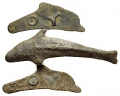 SKYTHIA. Olbia. Circa 525-350 BC. (Bronze, 7.08 g). Lot of Three Dolphin coin bronzes from Olbia. Interesting and decent quality for these. Very fine....
