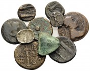 Greek. Circa 4th - 1st century BC. (41.90 g). Lot of Two Silver and Eight Bronze coins, representing examples from Magna Grecia to Asia minor. Lot sol...
