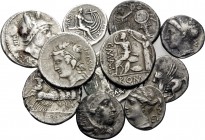 Greek & Roman Silver Lot. (Silver, 31.93 g). A collection of 11 Silver coins, mostly Republican Denarii, Drachmas of Corinthian type (including a rare...