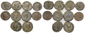 Gallienus to Claudius II Gothicus, 253-270. (Billon, 25.97 g). A better lot of Ten (10) Antoniniani, containing mainly Divus Claudius Gothicus, Gallie...