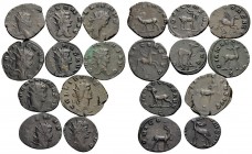 Gallienus, 253-268. (Billon, 24.99 g). A selection of Ten (10) Antoniniani, of Gallienus from his famous animal series. Attractively patinated. Good v...