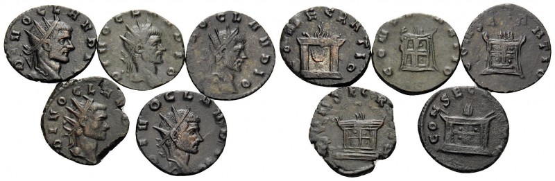 Divus Claudius II Gothicus, died 270. (Billon, 14.58 g). A lot of Five (5) Anton...