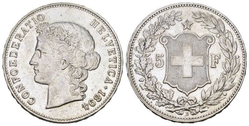SCHWEIZ. EIDGENOSSENSCHAFT. 5 Franken 1894 Bern. Divo 181. HMZ 2-1198f Selten / ...