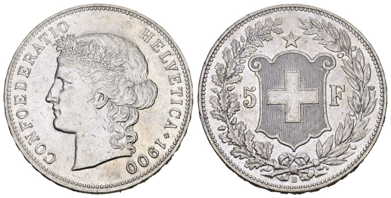 SCHWEIZ. EIDGENOSSENSCHAFT. 5 Franken 1900 Bern. 24.99 g. Divo 236. HMZ 2-1198k ...