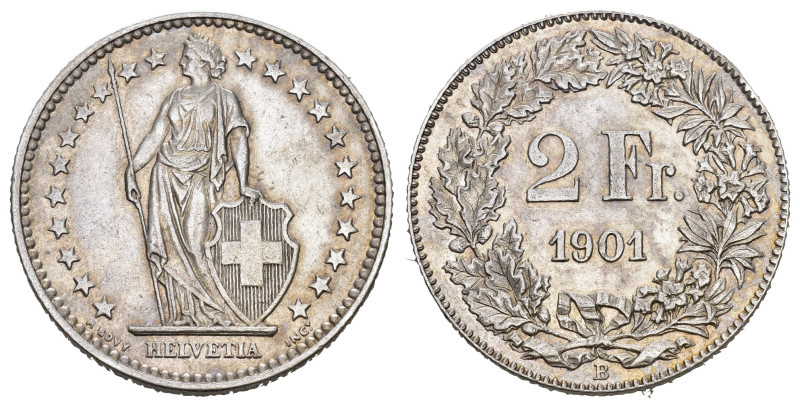 SCHWEIZ. EIDGENOSSENSCHAFT. 2 Franken 1901 Bern. HMZ 2-1201. bis vorzüglich 
Die...