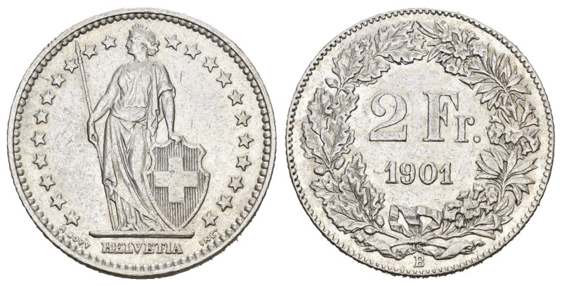 SCHWEIZ. EIDGENOSSENSCHAFT. 2 Franken 1901 Bern. HMZ 2-1201. bis vorzüglich 
Die...