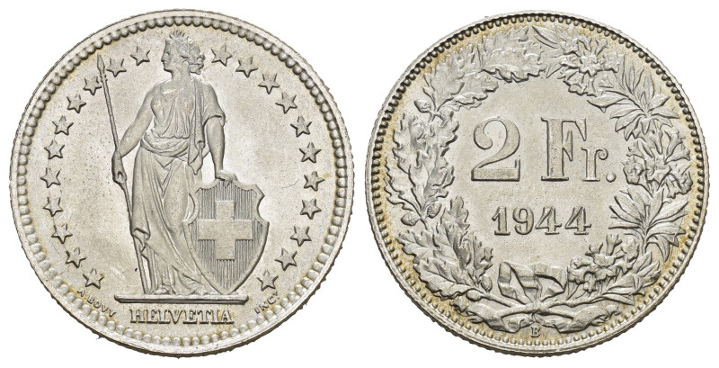 SCHWEIZ. EIDGENOSSENSCHAFT. 2 Franken 1944 Bern. HMZ 2-1201. FDC 
Dieses Los unt...