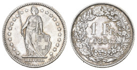 SCHWEIZ. EIDGENOSSENSCHAFT. 1 Franken 1886 4.97 g. HMZ 2-1203 vorzüglich 
Dieses Los unterliegt bei Auslieferung in der Schweiz der Margenbesteuerung ...