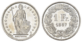 SCHWEIZ. EIDGENOSSENSCHAFT. 1 Franken 1887 4.97 g. HMZ 2-1203 bis unzirkuliert 
Dieses Los unterliegt bei Auslieferung in der Schweiz der Margenbesteu...