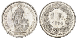 SCHWEIZ. EIDGENOSSENSCHAFT. 1 Franken 1894 4.97 g. HMZ 2-1203 bis unzirkuliert 
Dieses Los unterliegt bei Auslieferung in der Schweiz der Margenbesteu...