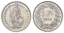 SCHWEIZ. EIDGENOSSENSCHAFT. 1 Franken 1900 4.97 g. HMZ 2-1203 bis unzirkuliert 
Dieses Los unterliegt bei Auslieferung in der Schweiz der Margenbesteu...