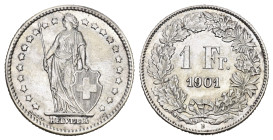 SCHWEIZ. EIDGENOSSENSCHAFT. 1 Franken 1901 4.97 g. HMZ 2-1203 vorzüglich 
Dieses Los unterliegt bei Auslieferung in der Schweiz der Margenbesteuerung ...