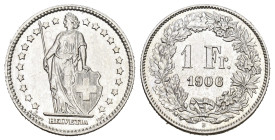 SCHWEIZ. EIDGENOSSENSCHAFT. 1 Franken 1906 4.97 g. HMZ 2-1203 bis unzirkuliert berieben 
Dieses Los unterliegt bei Auslieferung in der Schweiz der Mar...