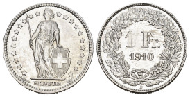 SCHWEIZ. EIDGENOSSENSCHAFT. 1 Franken 1910 4.97 g. HMZ 2-1203 fast FDC 
Dieses Los unterliegt bei Auslieferung in der Schweiz der Margenbesteuerung ge...