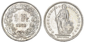 SCHWEIZ. EIDGENOSSENSCHAFT. 1 Franken 1912 4.97 g. HMZ 2-1203 vorzüglich 
Dieses Los unterliegt bei Auslieferung in der Schweiz der Margenbesteuerung ...