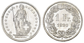 SCHWEIZ. EIDGENOSSENSCHAFT. 1 Franken 1920 4.97 g. HMZ 2-1203 FDC 
Dieses Los unterliegt bei Auslieferung in der Schweiz der Margenbesteuerung gemäss ...