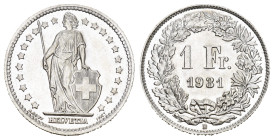SCHWEIZ. EIDGENOSSENSCHAFT. 1 Franken 1931 4.97 g. HMZ 2-1203 FDC 
Dieses Los unterliegt bei Auslieferung in der Schweiz der Margenbesteuerung gemäss ...