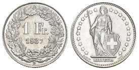 SCHWEIZ. EIDGENOSSENSCHAFT. 1 Franken 1937 4.97 g. HMZ 2-1203 vorzüglich bis unzirkuliert 
Dieses Los unterliegt bei Auslieferung in der Schweiz der M...