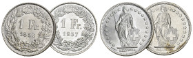 SCHWEIZ. EIDGENOSSENSCHAFT. 1 Franken 1956+1957 2 Stk 4.97 g. HMZ 2-1203 fast FDC 
Dieses Los unterliegt bei Auslieferung in der Schweiz der Margenbes...