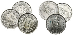 SCHWEIZ. EIDGENOSSENSCHAFT. 1 Franken 1962+1963+1964 3 Stk 4.97 g. HMZ 2-1203 fast FDC 
Dieses Los unterliegt bei Auslieferung in der Schweiz der Marg...