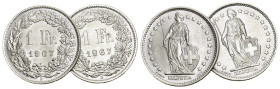 SCHWEIZ. EIDGENOSSENSCHAFT. 1 Franken 1967 2 Stk 4.97 g. HMZ 2-1203 fast FDC 
Dieses Los unterliegt bei Auslieferung in der Schweiz der Margenbesteuer...