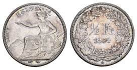 SCHWEIZ. EIDGENOSSENSCHAFT. 1/2 Franken 1850 . HMZ 1205 Vorzüglich 
Dieses Los unterliegt bei Auslieferung in der Schweiz der Margenbesteuerung gemäss...