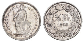 SCHWEIZ. EIDGENOSSENSCHAFT. 1/2 Franken 1898 . HMZ 1205 vorzüglich bis unzirkuliert 
Dieses Los unterliegt bei Auslieferung in der Schweiz der Margenb...