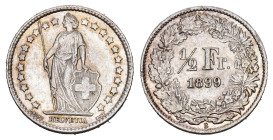 SCHWEIZ. EIDGENOSSENSCHAFT. 1/2 Franken 1899 . HMZ 1205 vorzüglich bis unzirkuliert 
Dieses Los unterliegt bei Auslieferung in der Schweiz der Margenb...
