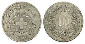 SCHWEIZ. EIDGENOSSENSCHAFT. 10 Rappen 1850 2.50 g. HMZ 2-1209 vorzüglich bis unzirkuliert 
Dieses Los unterliegt bei Auslieferung in der Schweiz der M...