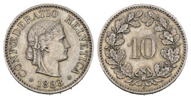 SCHWEIZ. EIDGENOSSENSCHAFT. 10 Rappen 1883 2.50 g. HMZ 2-1209 vorzüglich 
Dieses Los unterliegt bei Auslieferung in der Schweiz der Margenbesteuerung ...