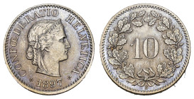 SCHWEIZ. EIDGENOSSENSCHAFT. 10 Rappen 1897 2.50 g. HMZ 2-1209 fast FDC 
Dieses Los unterliegt bei Auslieferung in der Schweiz der Margenbesteuerung ge...