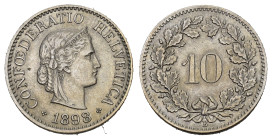 SCHWEIZ. EIDGENOSSENSCHAFT. 10 Rappen 1898 2.50 g. HMZ 2-1209 vorzüglich 
Dieses Los unterliegt bei Auslieferung in der Schweiz der Margenbesteuerung ...