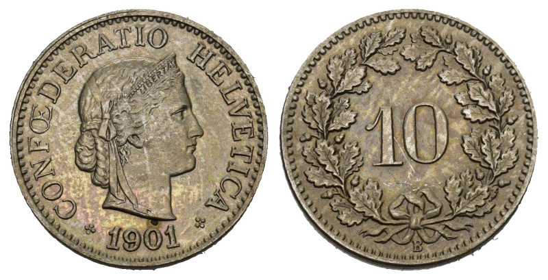 SCHWEIZ. EIDGENOSSENSCHAFT. 10 Rappen 1901 2.50 g. HMZ 2-1209 bis unzirkuliert 
...