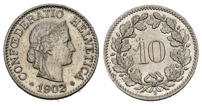 SCHWEIZ. EIDGENOSSENSCHAFT. 10 Rappen 1902 2.50 g. HMZ 2-1209 vorzüglich 
Dieses...