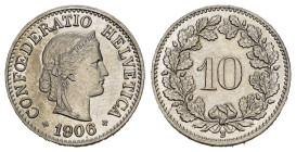 SCHWEIZ. EIDGENOSSENSCHAFT. 10 Rappen 1906 2.50 g. HMZ 2-1209 vorzüglich bis unzirkuliert 
Dieses Los unterliegt bei Auslieferung in der Schweiz der M...