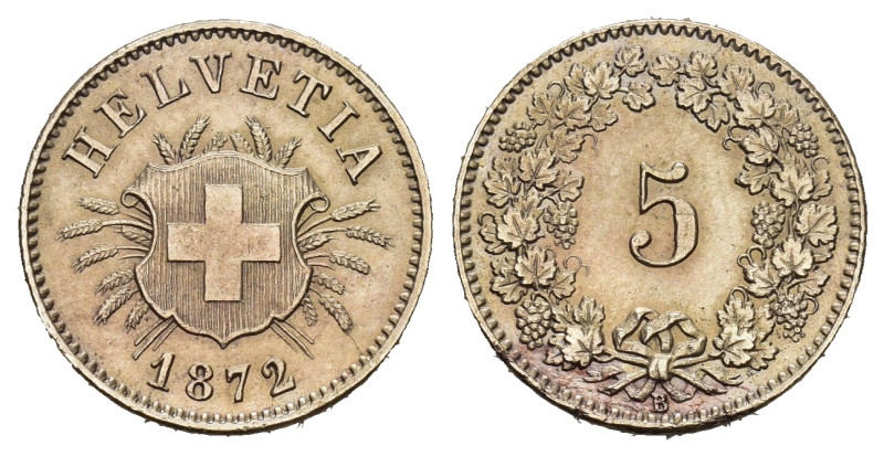 SCHWEIZ. EIDGENOSSENSCHAFT. 5 Rappen 1872 . 1.63 g. HMZ 1211. vorzüglich +
Diese...