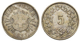 SCHWEIZ. EIDGENOSSENSCHAFT. 5 Rappen 1877 . 1.63 g. HMZ 1211. vorzüglich 
Dieses Los unterliegt bei Auslieferung in der Schweiz der Margenbesteuerung ...